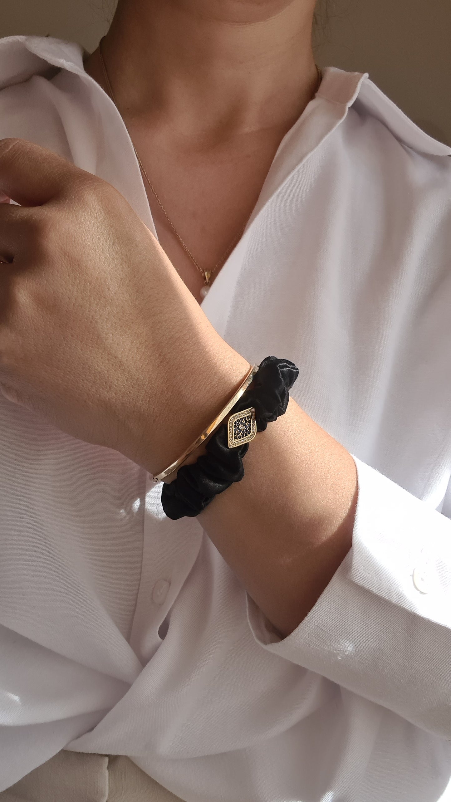 Slim Scrunchie Schwarz Evil Eye