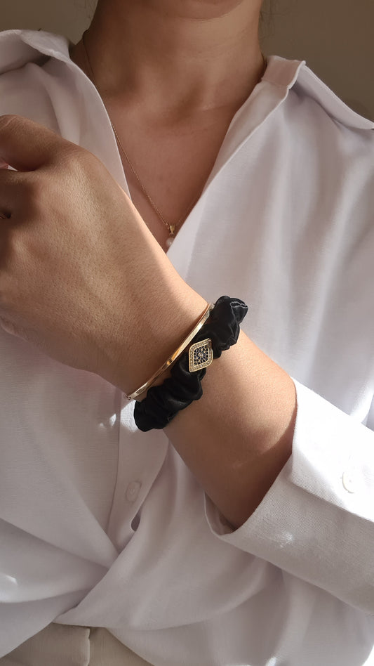 Slim Scrunchie Schwarz Evil Eye