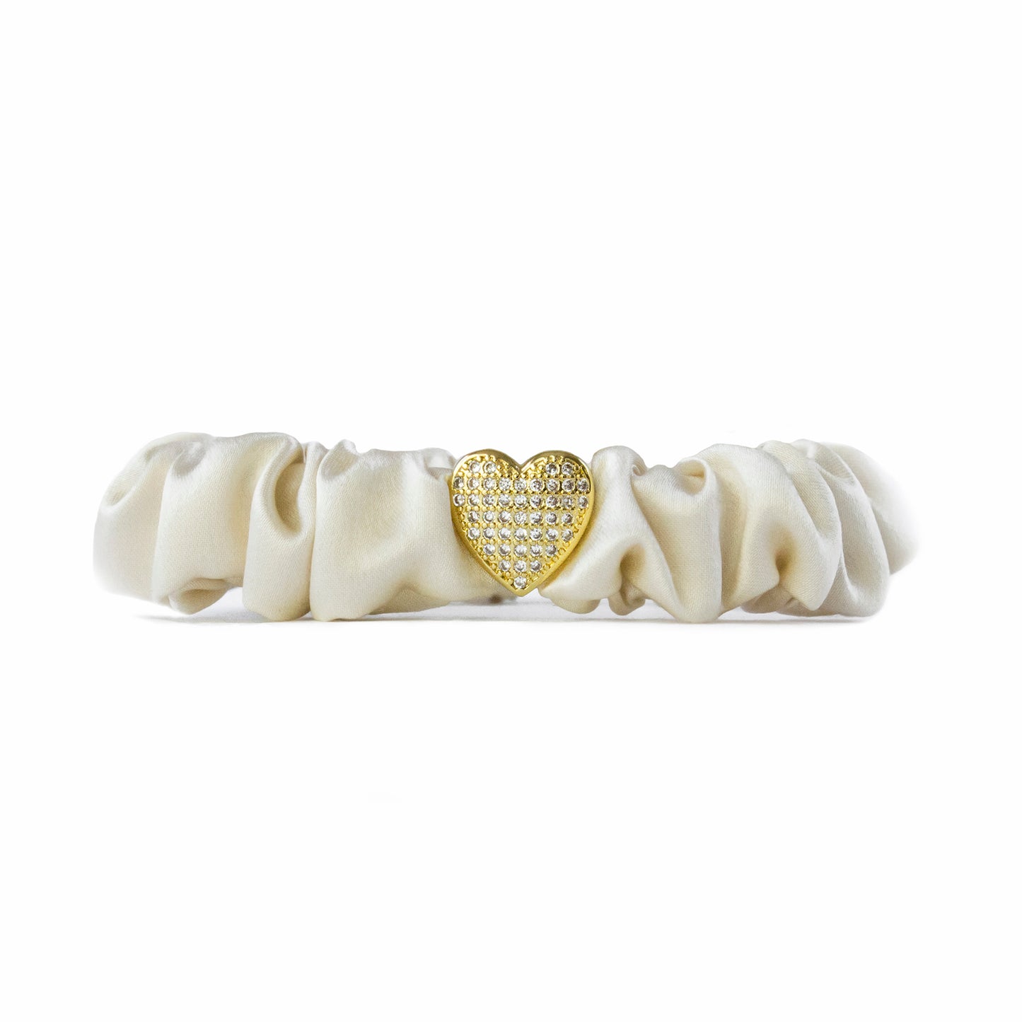 Slim Scrunchie Beige Gold Herz