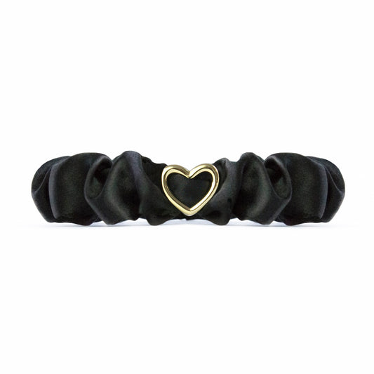 Slim Scrunchie Schwarz Gold Herz
