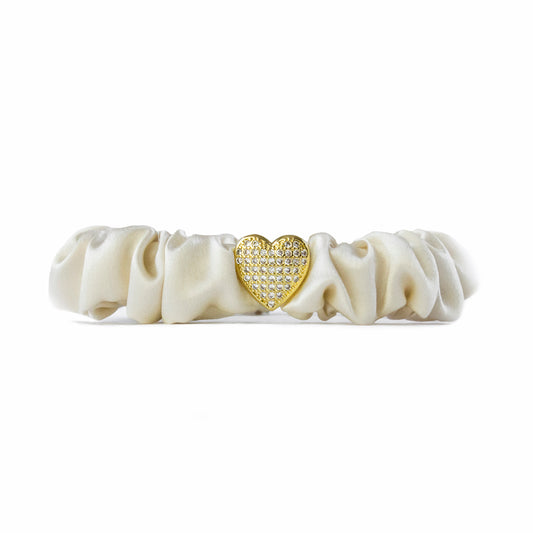 Slim Scrunchie Beige Gold Herz
