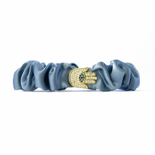 Slim Scrunchie Blau Hamsa Hand